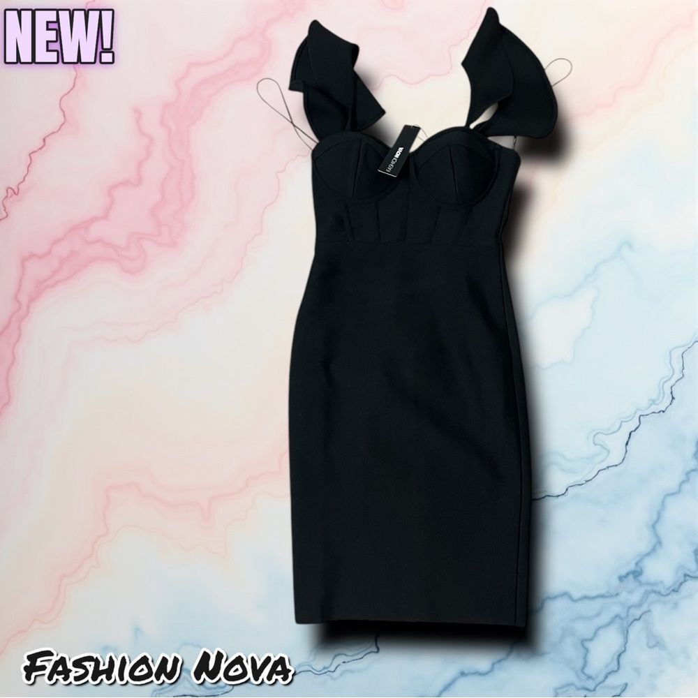 🔴New NWT Fashion nova Alani Bandage Midi Dress - Black - Small - Picture 3 of 3